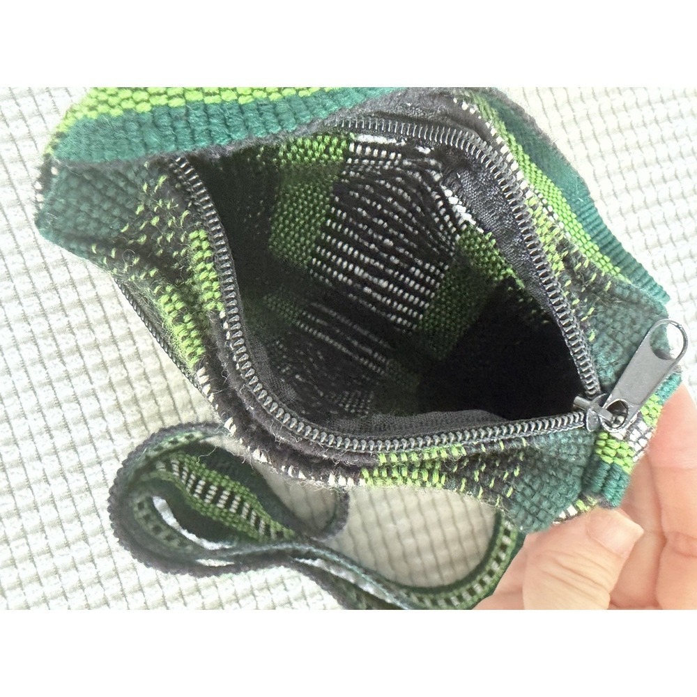 Pinzon Handwoven Boho Crossbody Shoulder Bag Green Black Striped Purse - Picture 11 of 12
